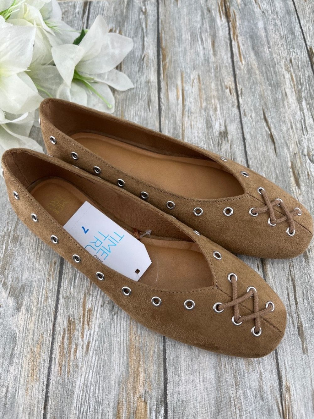Women’s Faux Suede Corset Ballet Flats Shoes Size 7